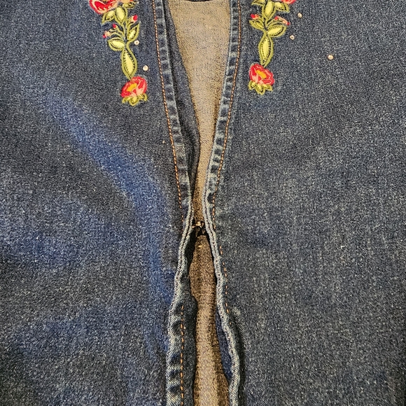 VTG Suzanne Somers Collection Denim Jean Jacket and Pant Embroidered Size L /S - Picture 5 of 16